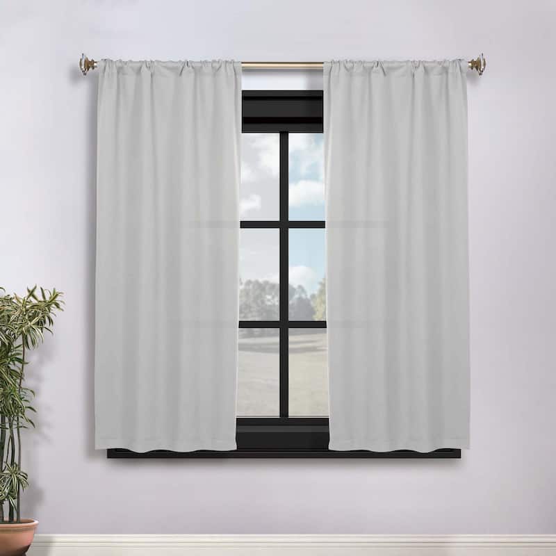 Superior Solid Machine Washable Room Darkening Semi-Blackout Curtains, Set of 2