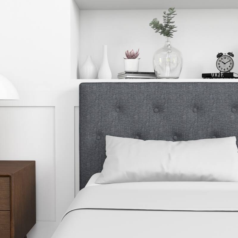 Alina Mid-Century Linen Upholstered Queen/King Platform Bed