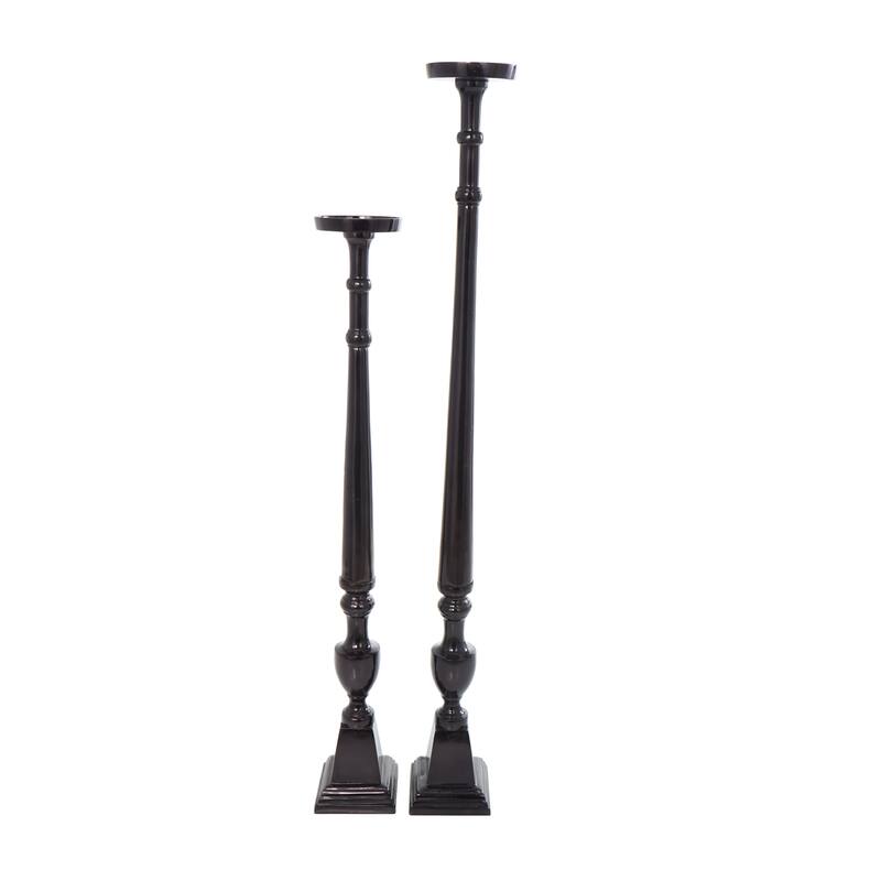 Aluminum Metal Tall Floor Candle Holder - Set of 2 Gold or Black - Roche River Decor