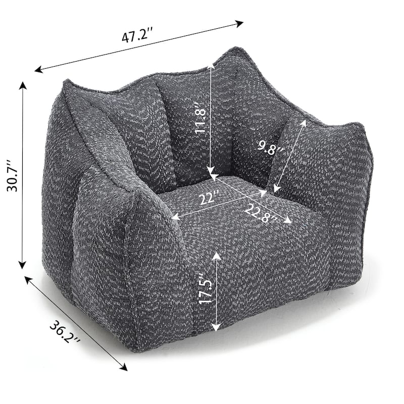 Chenille Fabric Bean Bag Chair Living Room Accent Chair Lazy Sofa