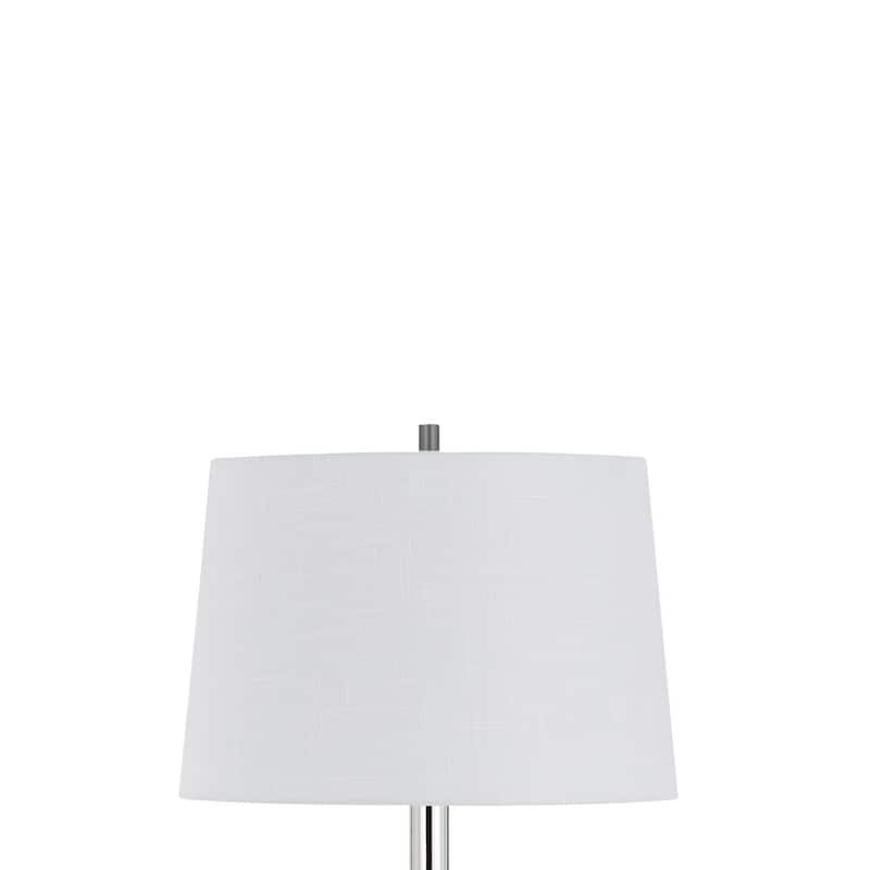 Siu 60 Inch Floor Lamp, Chrome Metal Pole w Finial Tip, White Shade