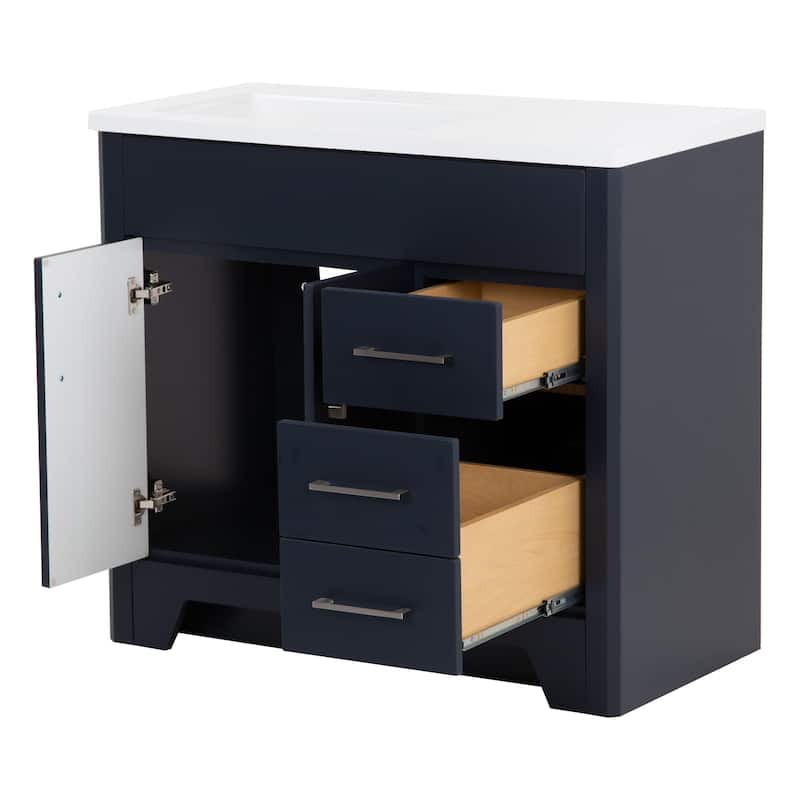 Spring Mill Cabinets Salil 36.5" Bathroom Vanity With Cabinet, 2 Drawers, and Offset Sink