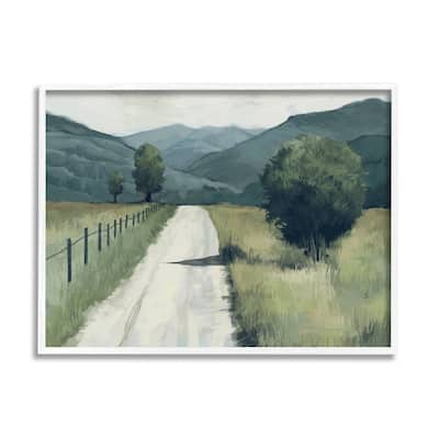Stupell Farmland Fields Green Blue Landscape Painting Framed Giclee Texturized Art by Ziwei Li