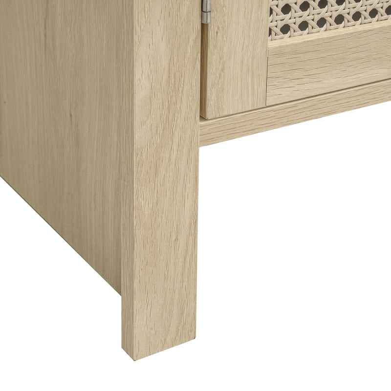 Tall Wooden Rattan Arched Kitchen Pantry Cabinet, with Doors and Adjustable Shelves,Freestanding Cupboard