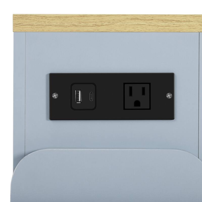 Roomfitters Extendable Dining Table, Mobile Kitchen Island, Rolling Storage Cabinet with Power Outlet