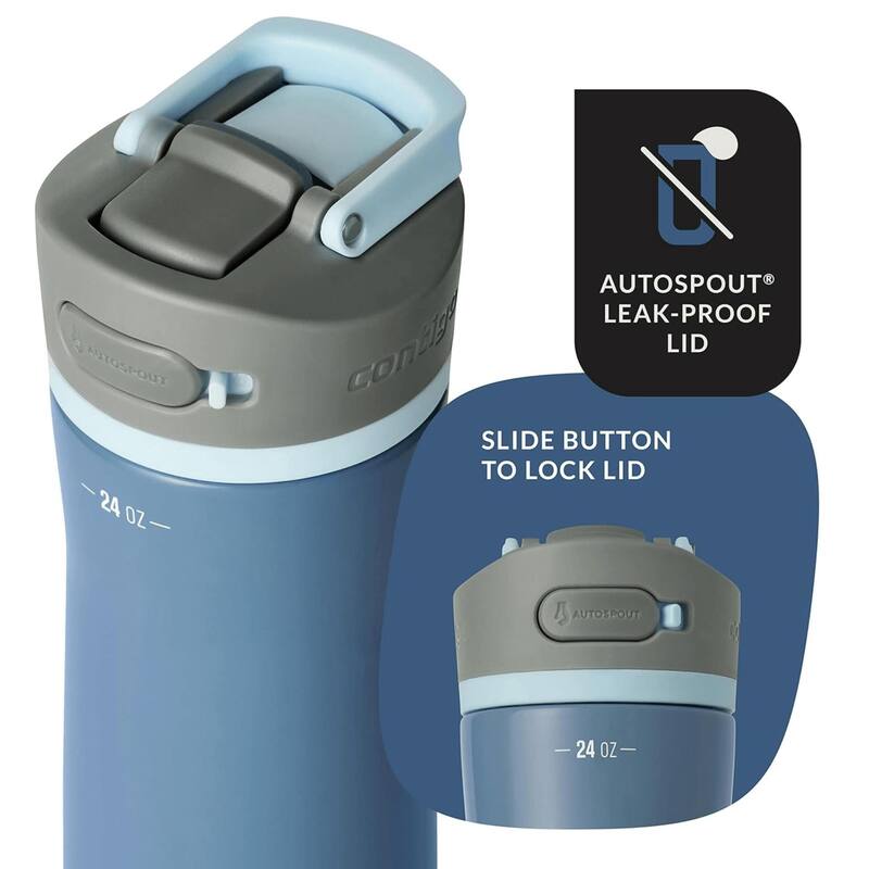 Contigo Wells Chill Stainless Steel 24oz Water Bottle with Autospout Straw Lid and Filter