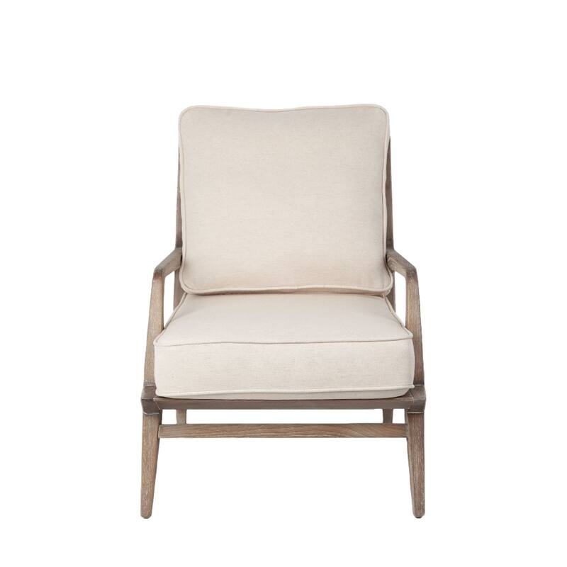 HomeRoots 24" Ivory and Brown Fabric Arm Chair - 24.01' X '32.28' X '31.88
