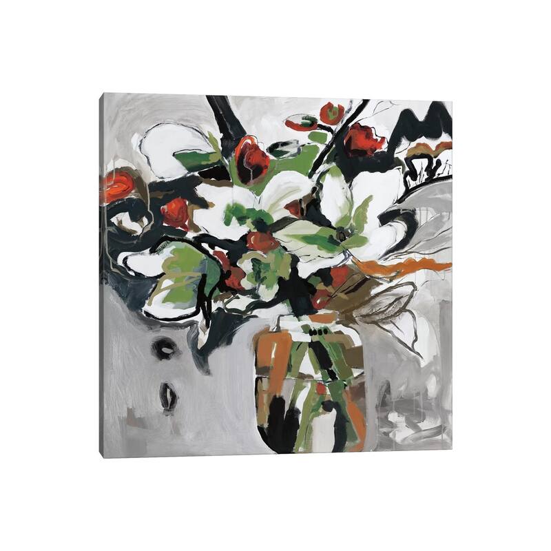iCanvas "Blooms Of Smokey Grey" by Angela Maritz Canvas Print