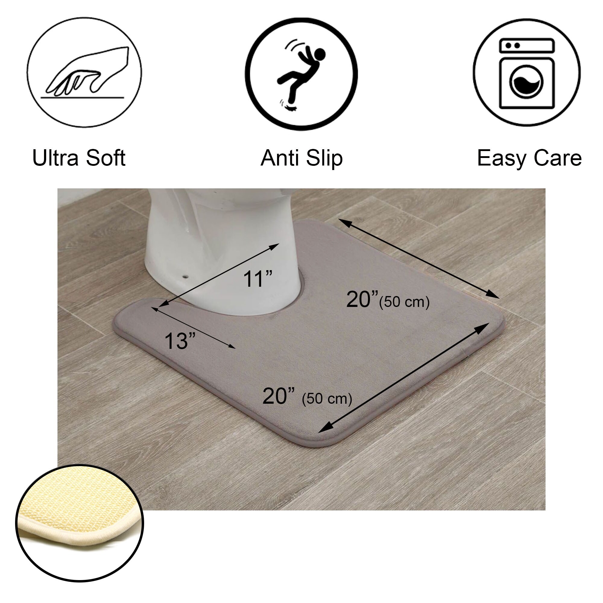 Smart Dry Ultra Fast Drying Memory Foam 17 x 24 Bath Mat in Deep Linen,  NEW