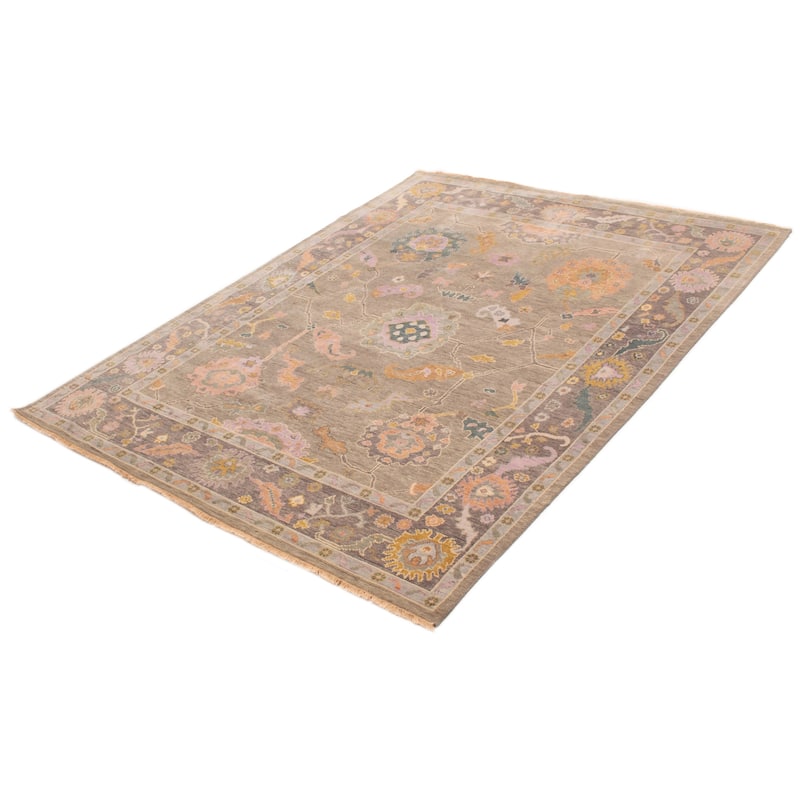 ECARPETGALLERY Hand-knotted Modern Oushak Light Grey Wool Rug - 7'9 x 9'10