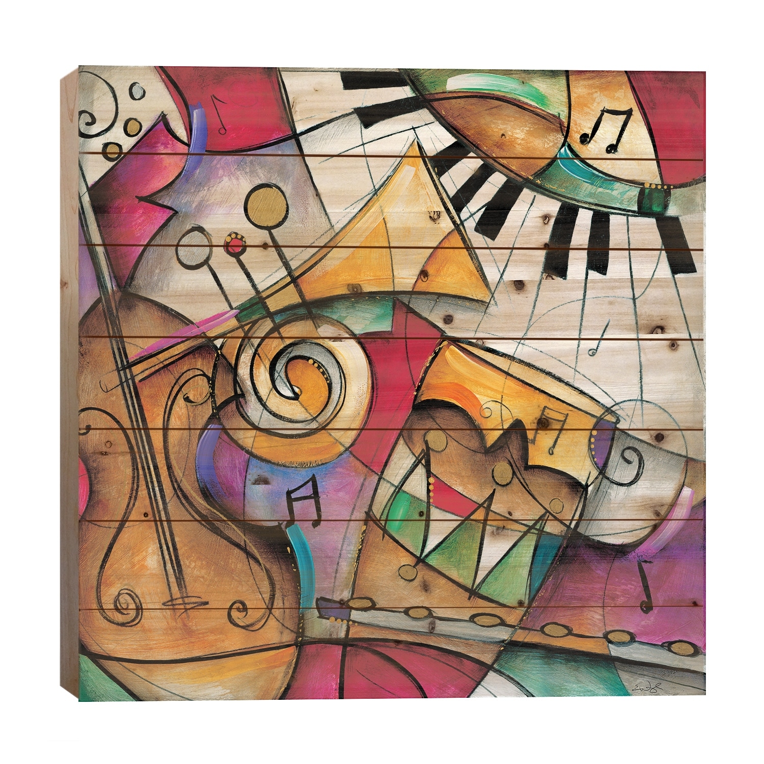 Jazz It Up I Print On Wood by Eric Waugh - Multi-Color