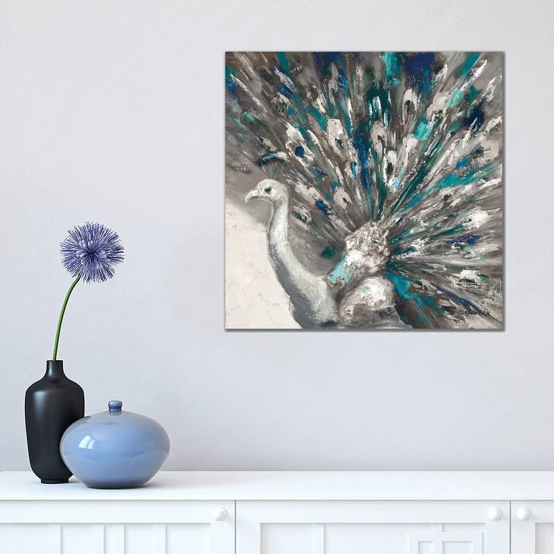 iCanvas 'Proud Peacock II' by Julianne Marcoux Canvas Print Wall Art - 18x18x1.5