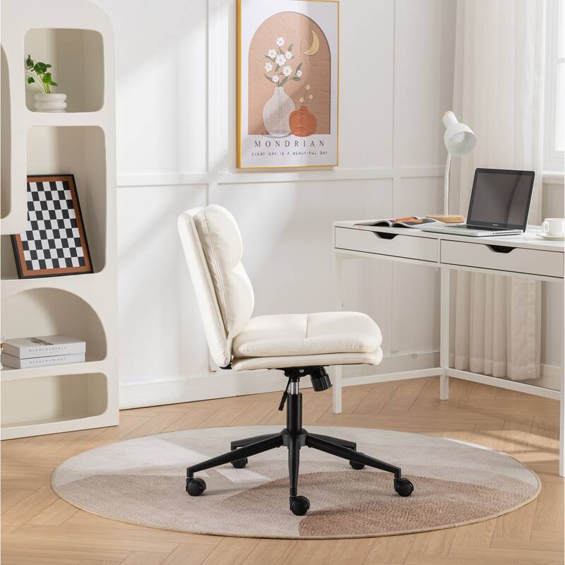 Adjustable Height Swivel Office Chair with Wide Cushioned Seat, Criss-Cross Base, and PU Leather Finish