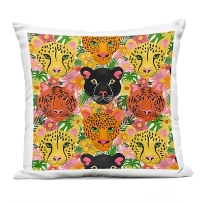 Stupell Jungle Cats Wildlife Pattern Printed Outdoor Throw Pillow Design by Carrie Cantwell