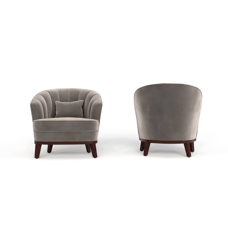 Ava Upholstered Barrel Accent Chair, Grey - Gray