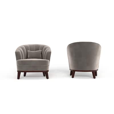 Ava Upholstered Barrel Accent Chair, Grey