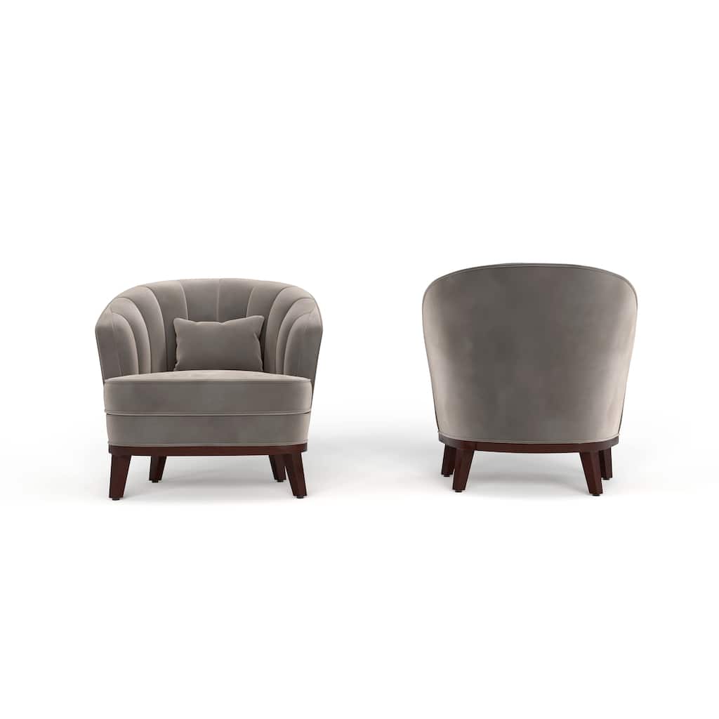 Ava Upholstered Barrel Accent Chair, Grey