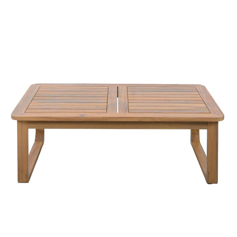 Christopher Knight Home Solenne Acacia Wood 3 Seater Daybed and Coffee Table with Cushion