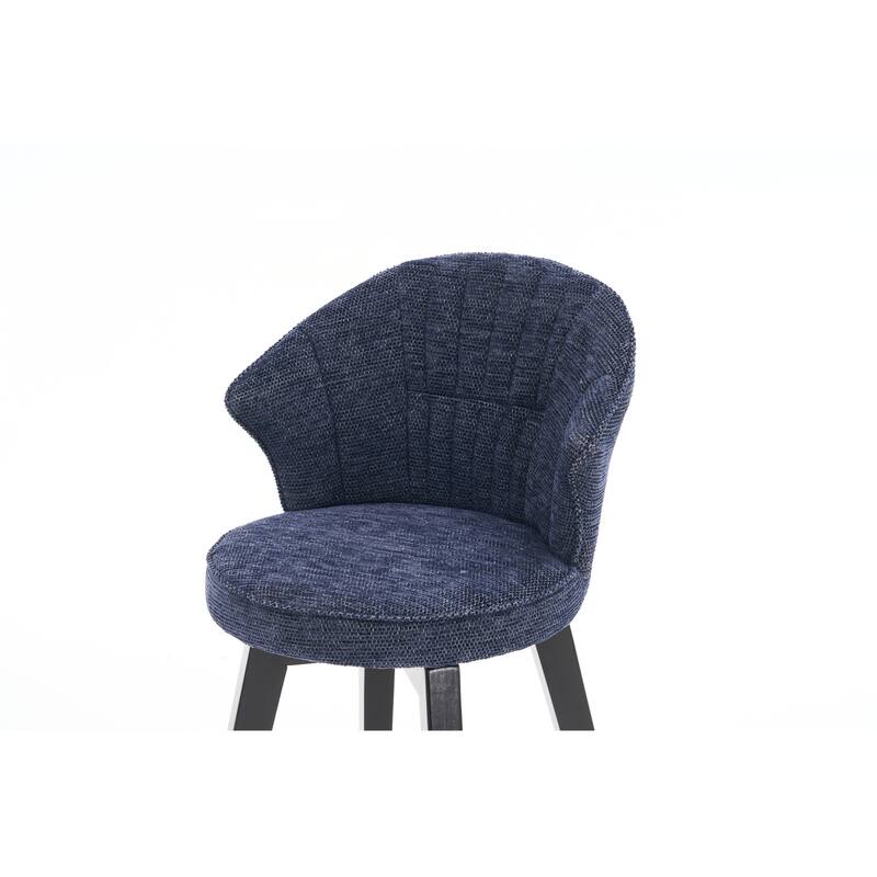 Wing Back Swivel Bar Stools Set Of 2 - 25" Counter Height Adjustable Stools With Solid Wood Legs & Chenille Upholstery