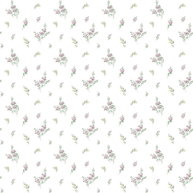 Galerie Wallcoverings Miniatures 3 Tiny Rose Cluster Design Vinyl on Non-woven Matte Wallpaper Roll - 33 feet x 21 inches - Yellow