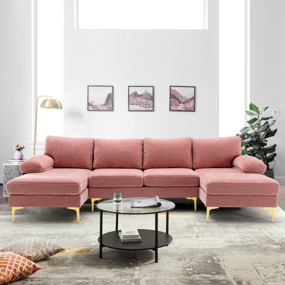 Blush pink sectional sofa hot sale