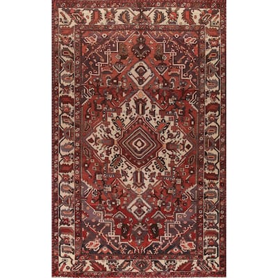 Geometric Bakhtiari Persian Vintage Area Rug Handmade Wool Carpet - 6'8"x 10'6"