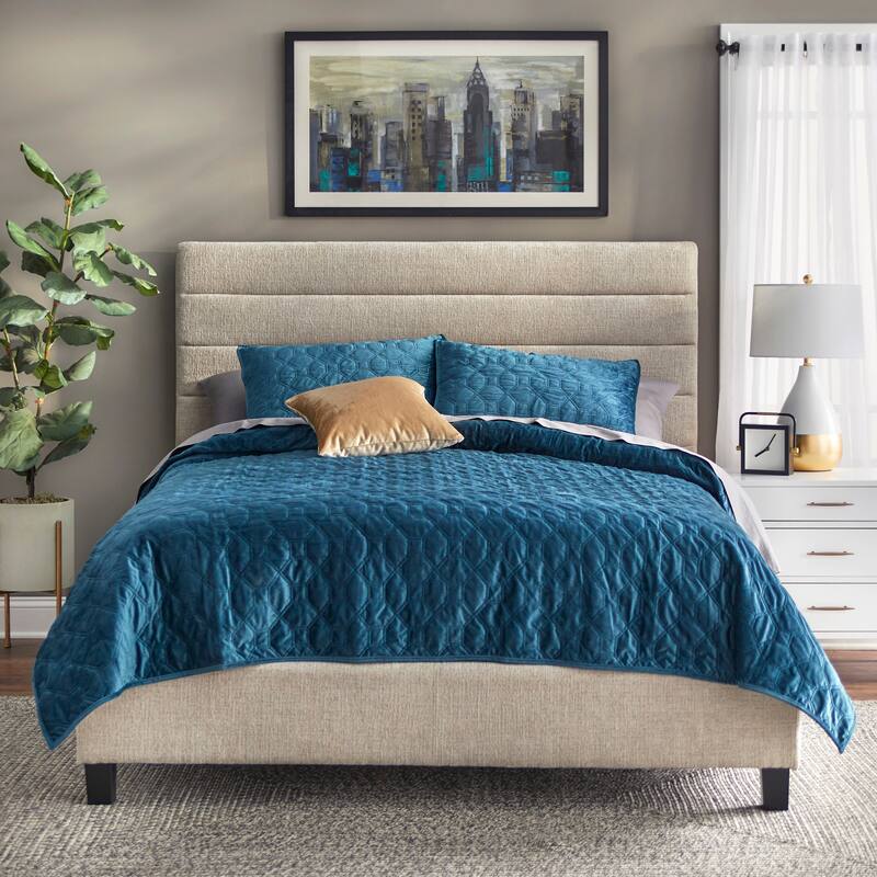 Lifestorey Raquel Channel Back Queen Upholstered Bed - Cream