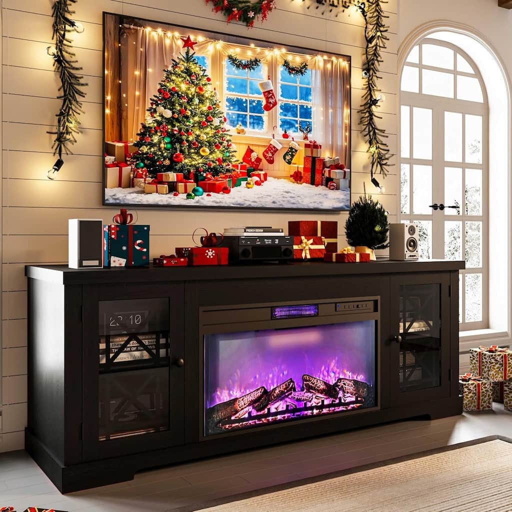 Modern Entertainment Center 70" Fireplace TV Stand with 36" Electric Fireplace