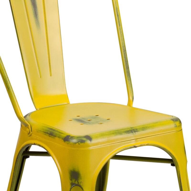 Distressed Metal Indoor/ Outdoor Stackable Chair