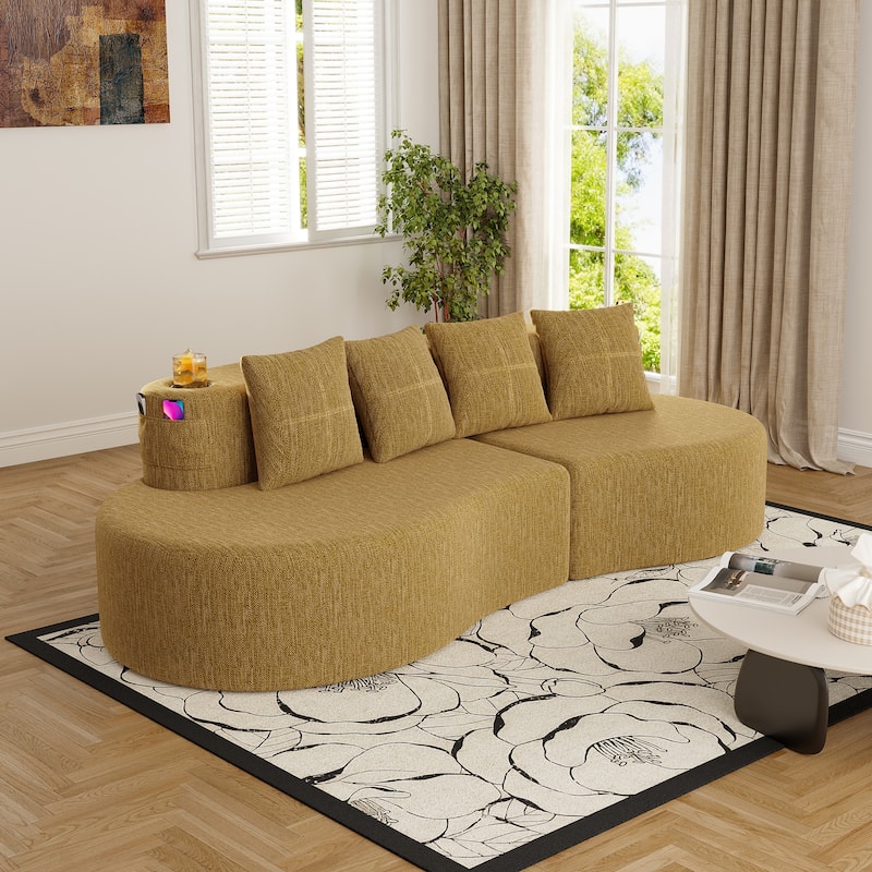 Modern Curved Sectional 3 Seat Minimalist Elegant Half Moon Sofa Compressed Modular Sectional Sofa for Living Room, Office