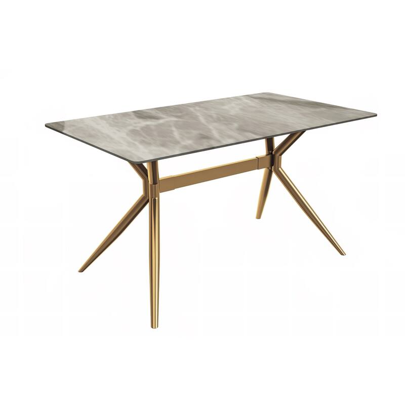 Elega Rectangular Dining Table with Sintered Stone/Glass Top - 62 Inch - Deep Grey