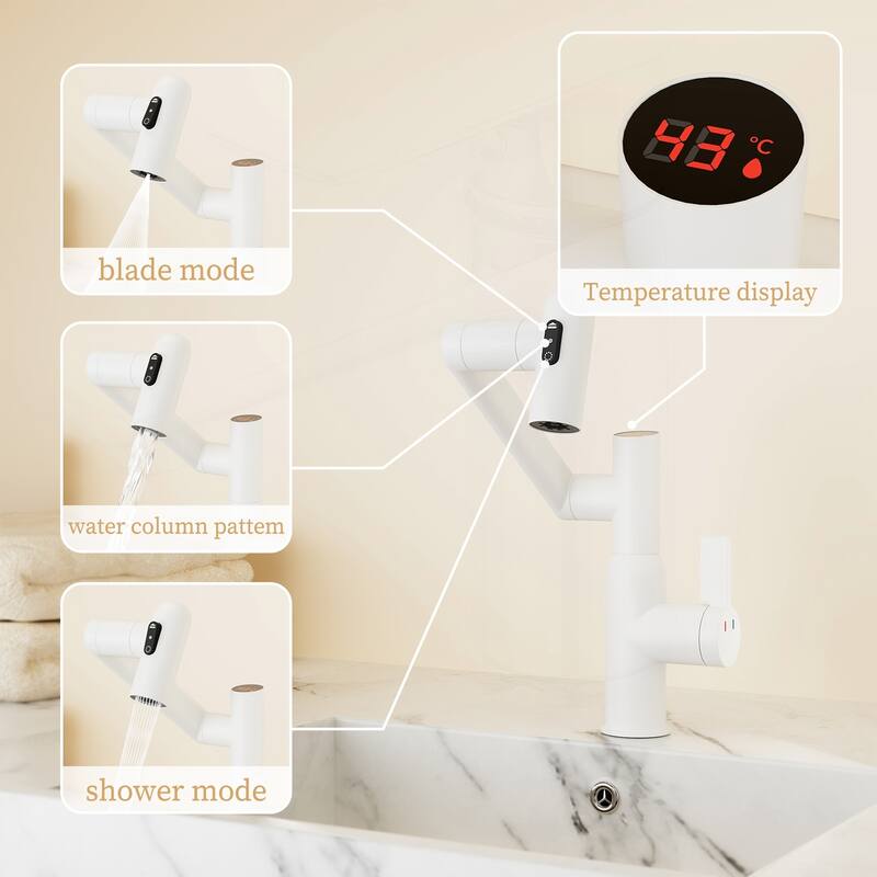 Bathroom Sink Faucet with Temperature Display
