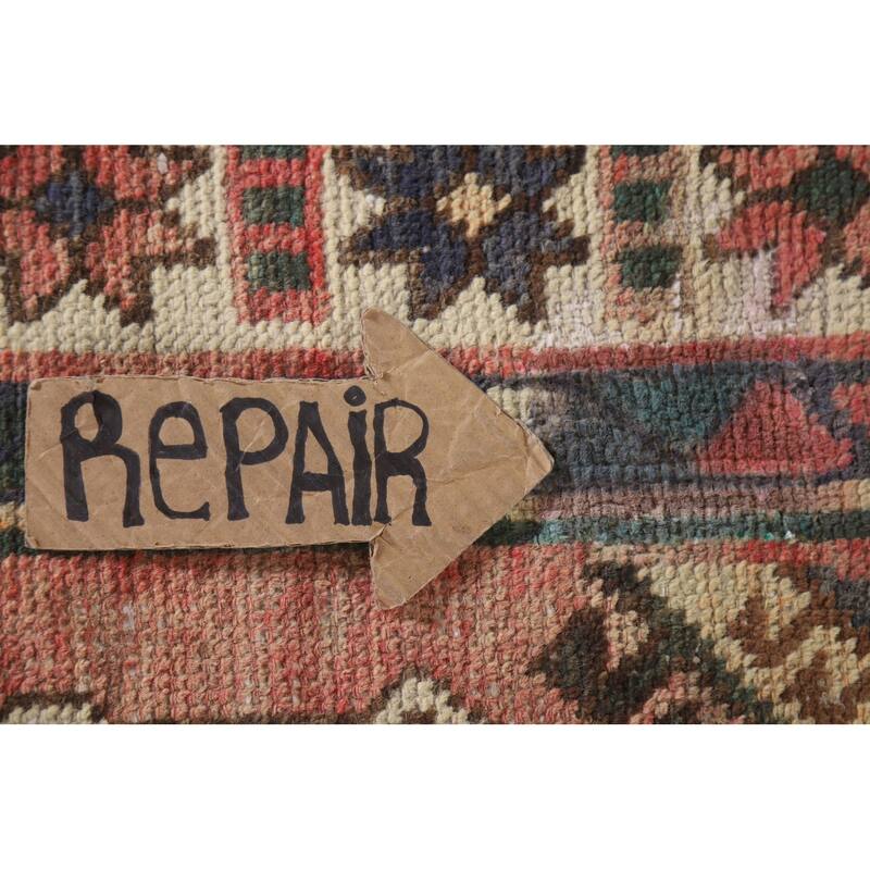 Hand Knotted Oriental 100% Wool Carpet Traditional Geometric Pink Balouch Area Rug - 7' 8'' X 4' 1''