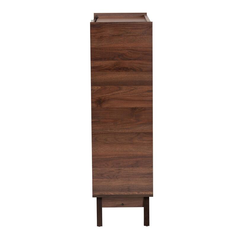 Paricia Mid-Century Modern Walnut Brown Finished Wood Shoe Cabinet