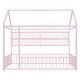 preview thumbnail 31 of 70, Metal House Bed with Metal Grid and Storage Shelves, Twin/Full Size Floor Montessori Bed with Roof Frame and Fence Guardrails