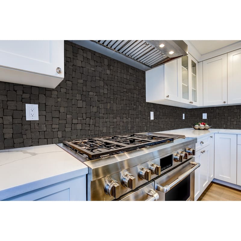 Block Mosaic 11 in. x 11 in. Marble Mesh-Mounted Mosaic Wall and Floor Tile