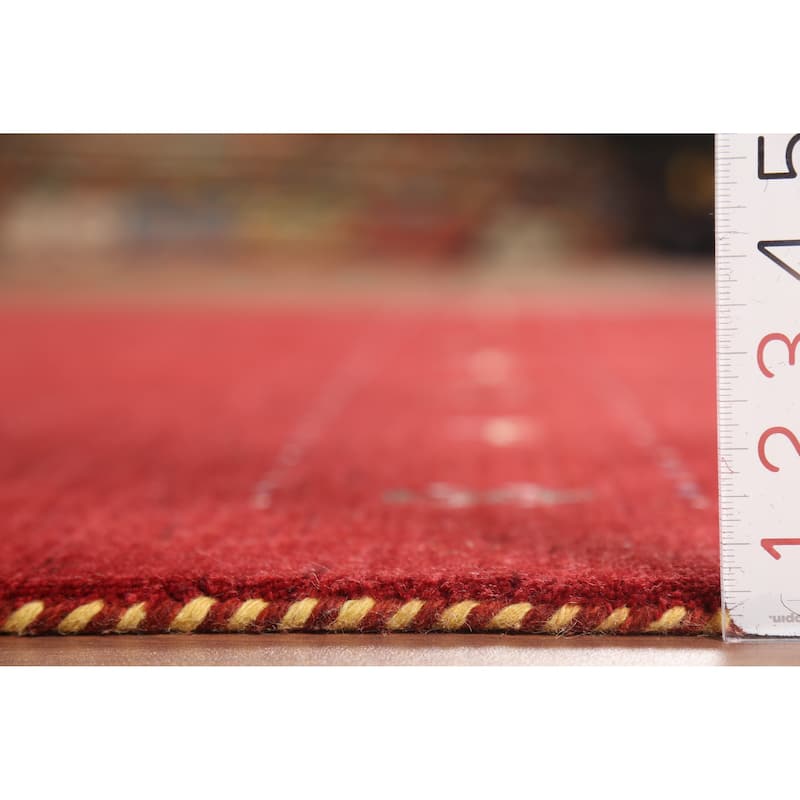 Gabbeh Oriental Area Rug Hand-Knotted Tribal Red Wool Carpet - 6'6"x 9'8"