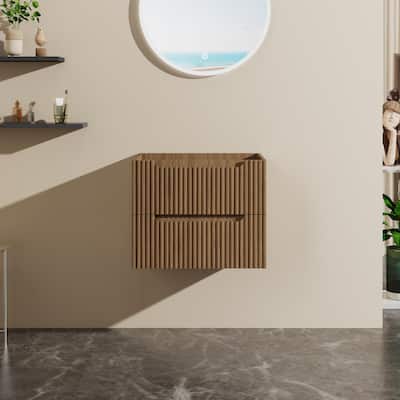 24" Wall-Mount Bathroom Vanity Cabinet Floating with White Basin Sink(Cabinet Only)