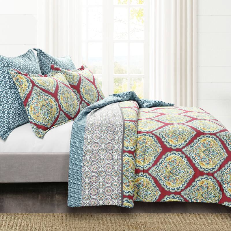 Lush Decor Harley Damask Reversible 5 Piece Comforter Set