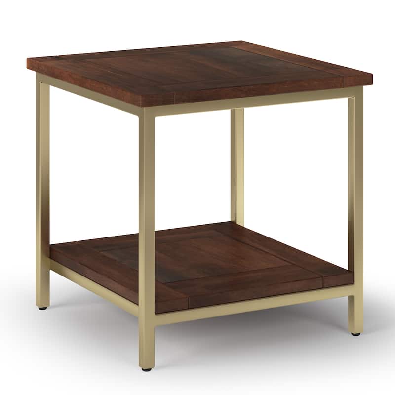 WYNDENHALL Rhonda SOLID MANGO WOOD & Metal 22" Wide Square Industrial End Side Table - 22 W x 22 D x 22 H