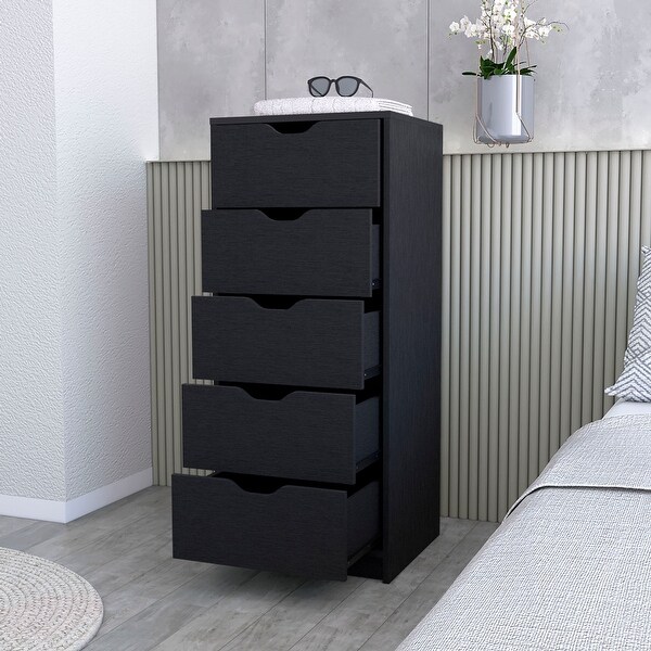 Modern Style Logan Black Lingerie Chest 5-Drawer Dresser - Bed