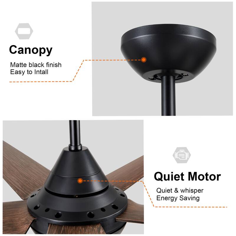 YUHAO Modern Indoor 48 in. Integrated LED Ceiling Fan with Remote Control - 48 INCHES