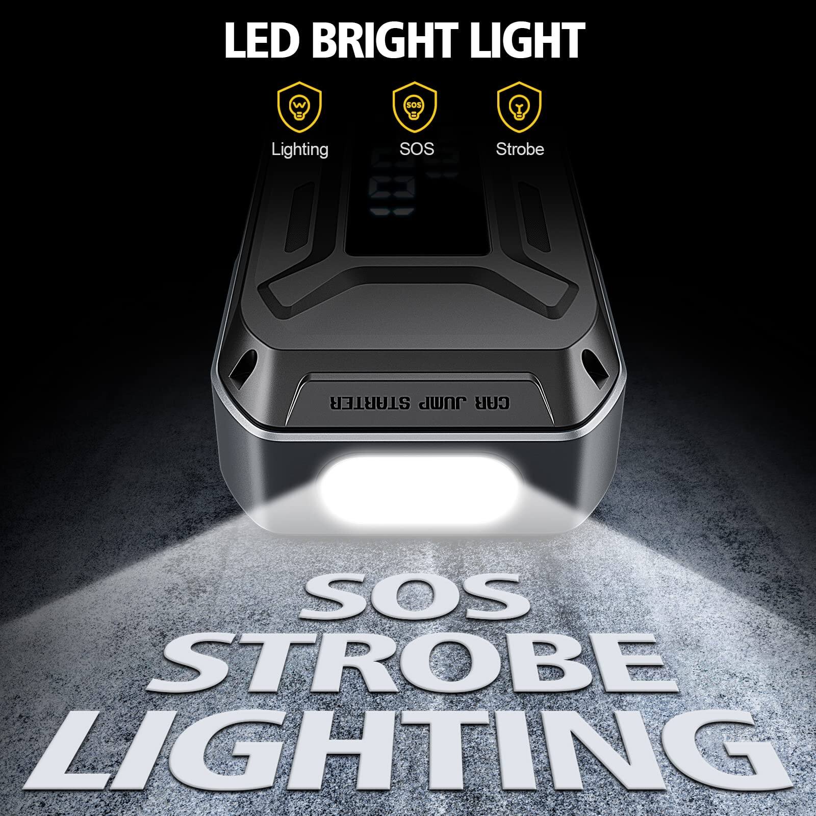 Starthilfe Powerbank, 5000A Spitzenstrom 12V Auto Starthilfe Powerbank für All Benzin und 10.0L