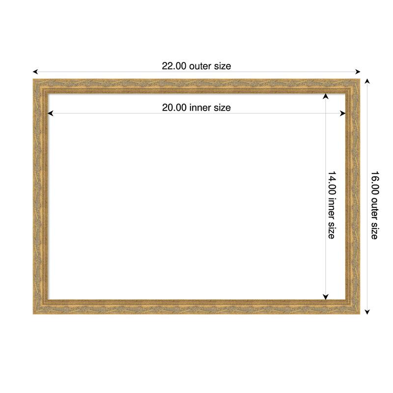 Mila Framed Dry Erase Magnetic Board - 22 x 16 in - Mila Dark Gold