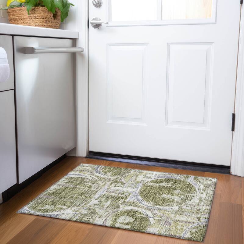 Machine Washable Indoor/ Outdoor Chantille Contemporary Abstract Rug