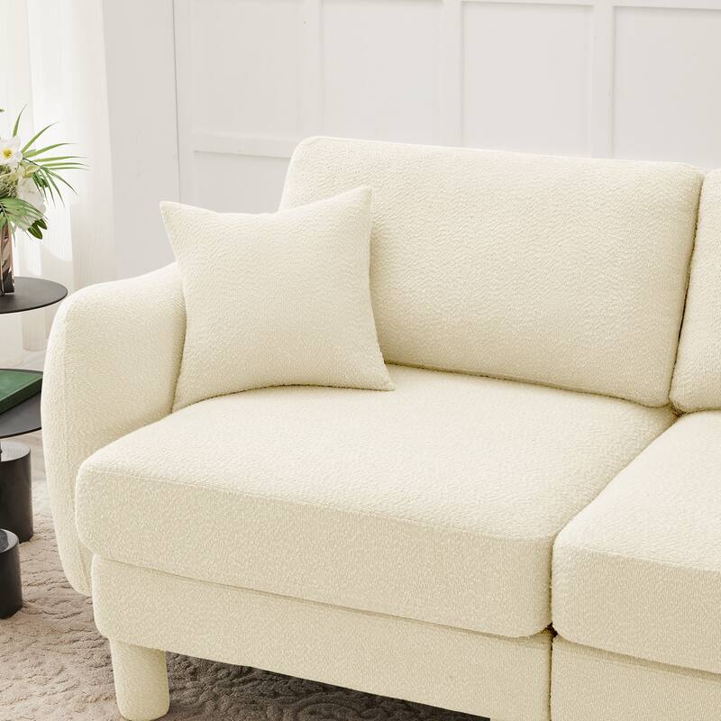 109.4" 3-Seater Modern Upholstered Sofa Couch, Deep-Seat Sectional Sofa with Shell-Shaped Armrests, Leisure Sofa for Living Room