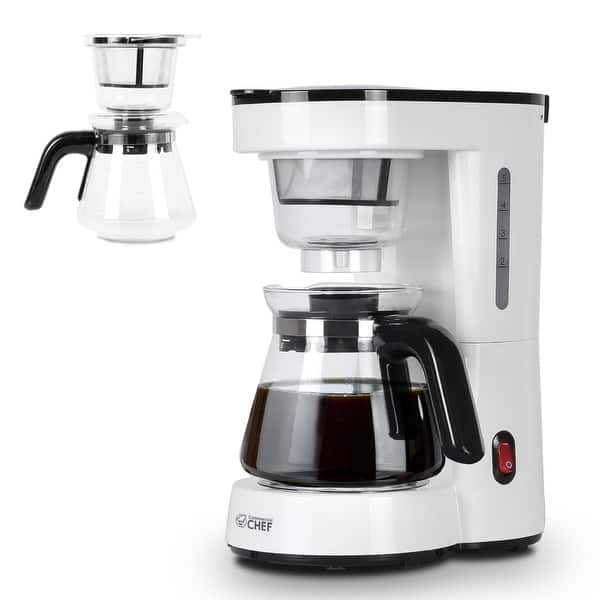 slide 2 of 7, Commercial CHEF Coffee Maker, Drip Coffee Maker with Pour Over Filter, White