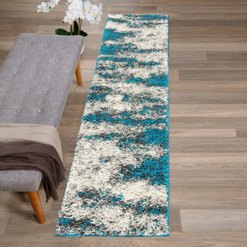 World Rug Gallery Modern Abstract Design Plush Shag Area Rug