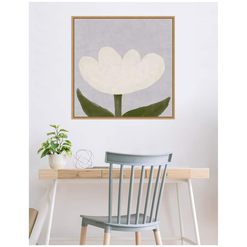 Kate and Laurel White Tulip by Gabrielly Guedes Framed Canvas Wall Art Print