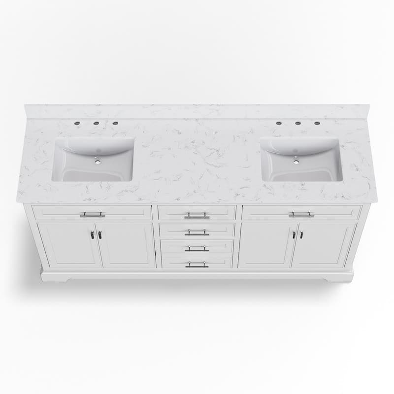72-Inch Solid Wood Double Sink Bathroom Vanity – Modern Minimalist Design, Waterproof Finish, Soft-Close Drawers